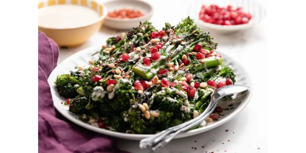 Grilled Broccolini with Lemon Tahini Dressing